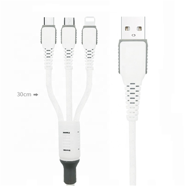 LAIMODA3 in 1 universal through technology usb cables for iphone charger cable charging data cable wholesale for lightning cable