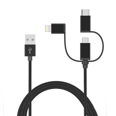 Portable 3 in 1 Nylon Braided Multi Charging Cable